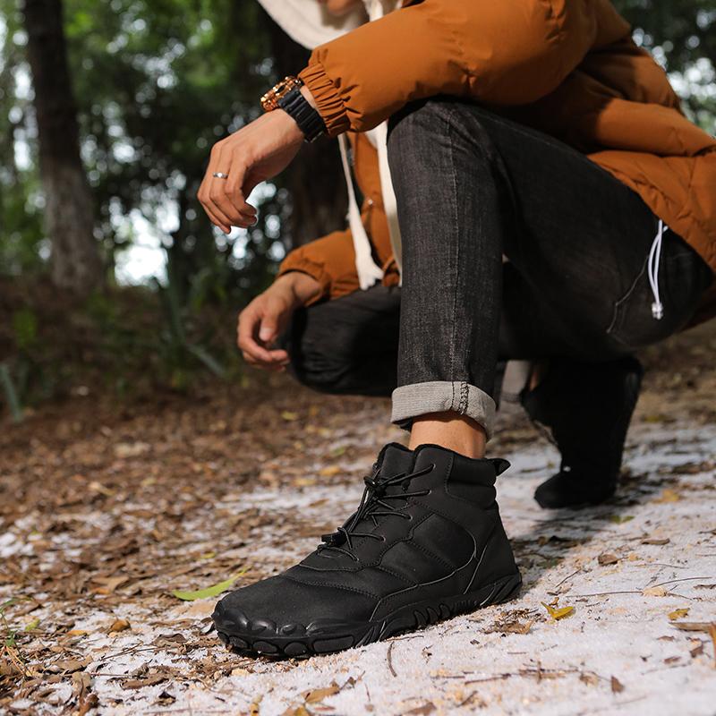 High-top Men's Winter Snow Boots Plush Warm Hiking Shoes Anti-slip Wear-resistant Outdoor Sneakers for Trekking Walking Camping Big Size