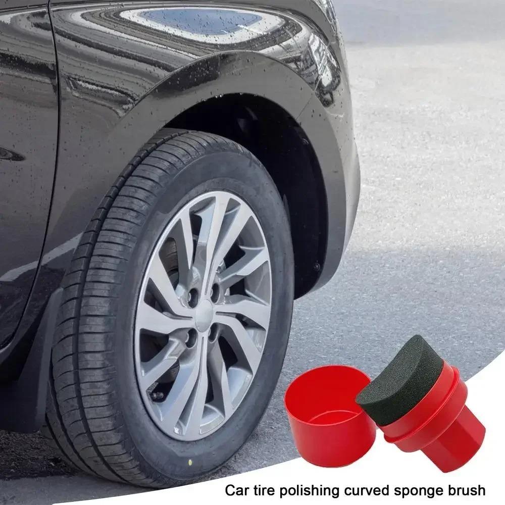 Curved Shaped Car Tire Waxing Sponge Portable Car Detailing Cleaning Brush Car Wax Applicator Pad