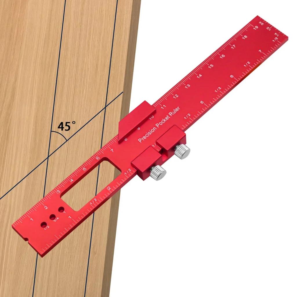 Holzbearbeitungslineal, Präzisions-Taschenlineal, 6/8/12 Zoll, Aluminium-Metall-Gleitstopp-Markierungslineal, metrische Zoll-Messwerkzeuge