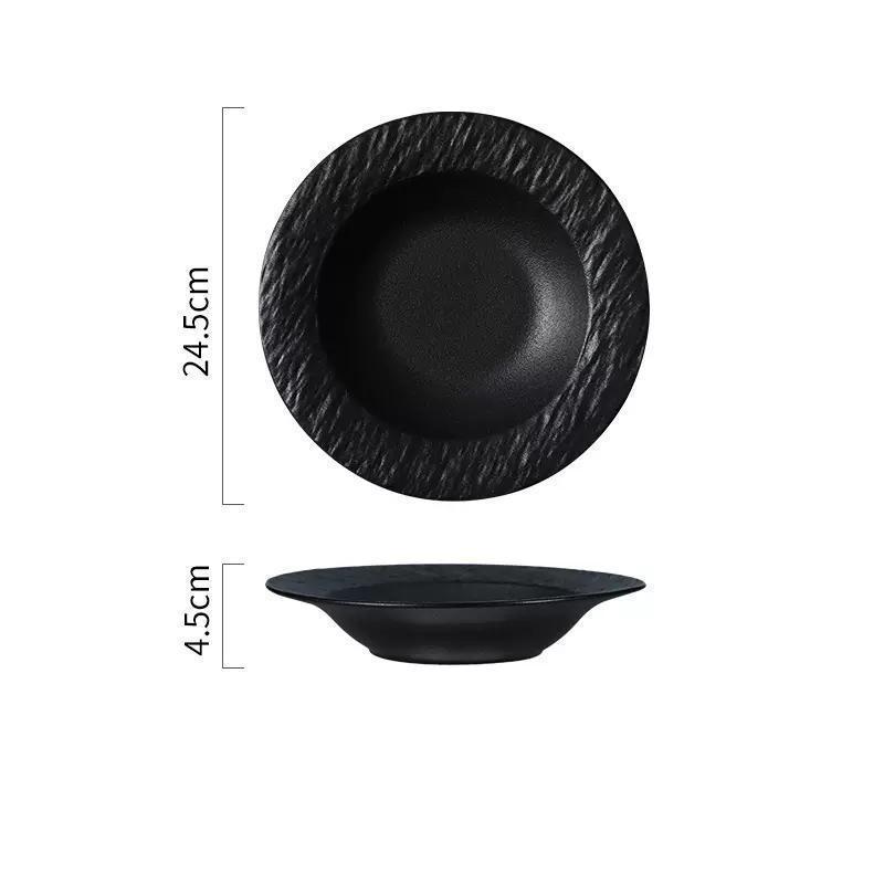 Western Ceramic Dinner Plate Black White Matte Steak and Pasta Dishes Round Salad and Dessert Plate for Home Use Hotel Tableware
