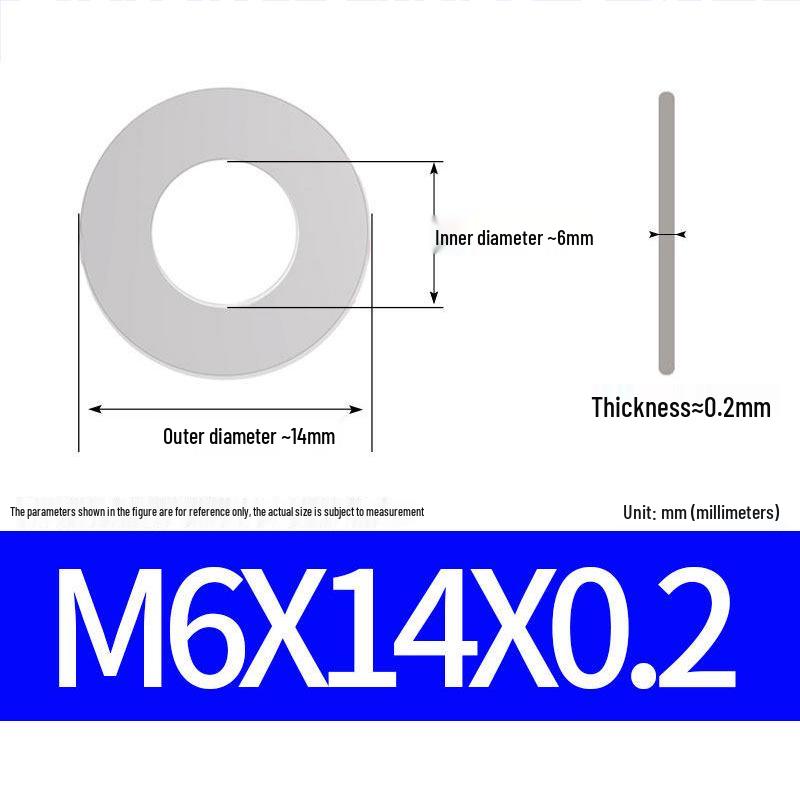 304 Stainless Steel Ultra-Thin Flat Washer, Thickness: 0.1/0.2/0.3/0.4/0.5 Mm, Sizes M1-M8