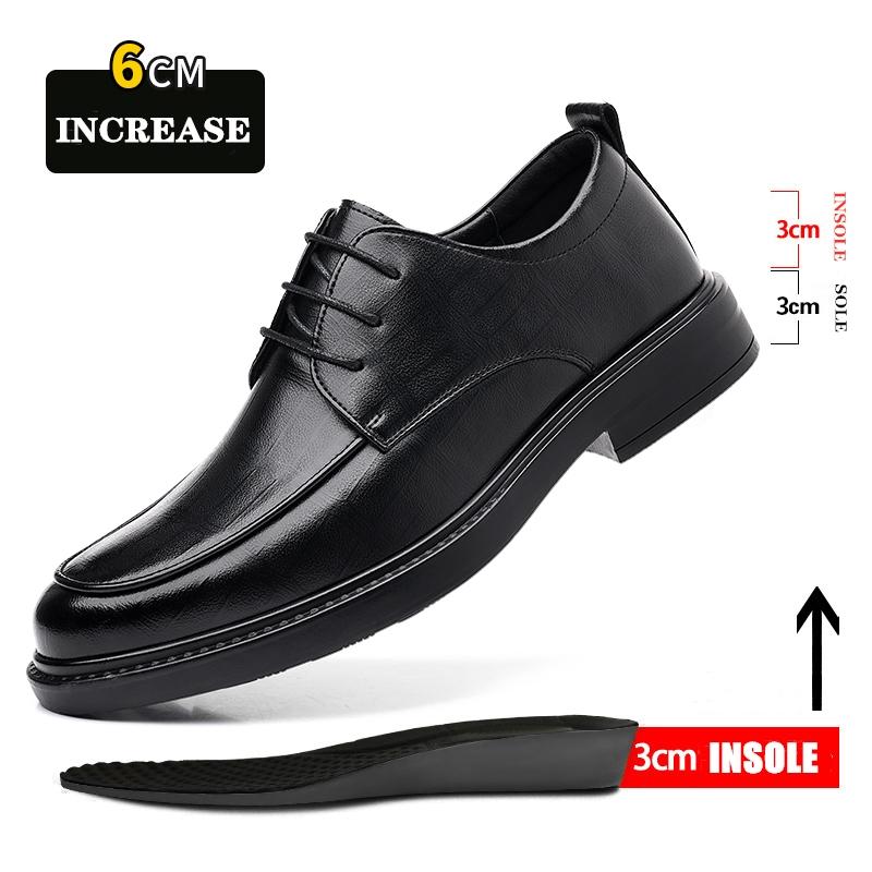 Fashion Spring/Summer Men 37-45 Men's Flat/6CM Heightening Elevator Shoes Business Formal Leather Shoes Man British Casual Wedding Suit