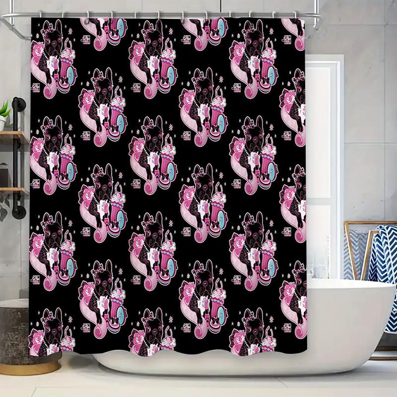 

Gothic Kawaii Bat Shower Curtain Halloween Spooky Decor Cute Dark Aesthetic Room Divider Home Decor W60H190(CM)-1 Pcs