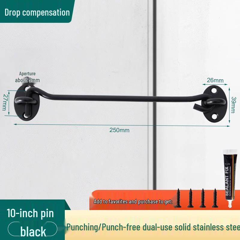 Stainless Steel No-Drill Anti-Theft Sliding Door Latch for Bathroom