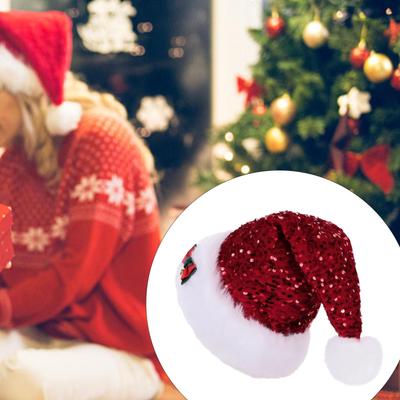 Vánoční klobouk Vtipný kostým pro dospělé na párty Flitrový Santa pro pódiové vystoupení