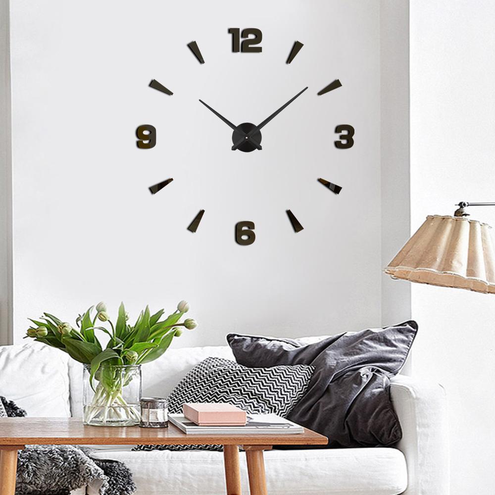 City Art Unique Nordic Luxury Acrylic Sticker Silver Big DIY 3D Home Decoration Modern Wall Clocks Wall Horloge Reloj Pared