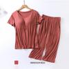 Women's Pajamas Two Piece Short Sleeve Wide Leg Pants Large Size Homewear Set