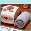 Cute Chocolate Matcha Dessert Cat Design Sleep Cushion And Blanket Set Nap For