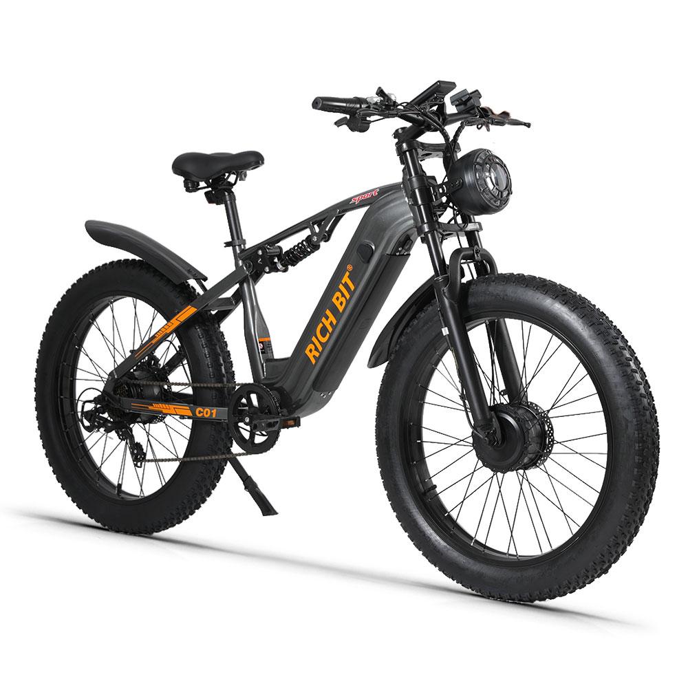 Bici Elettrica da Montagna RICH BIT C01, Batteria 48V 20AH, Sospensione Integrale, Shimano 7 Velocità
