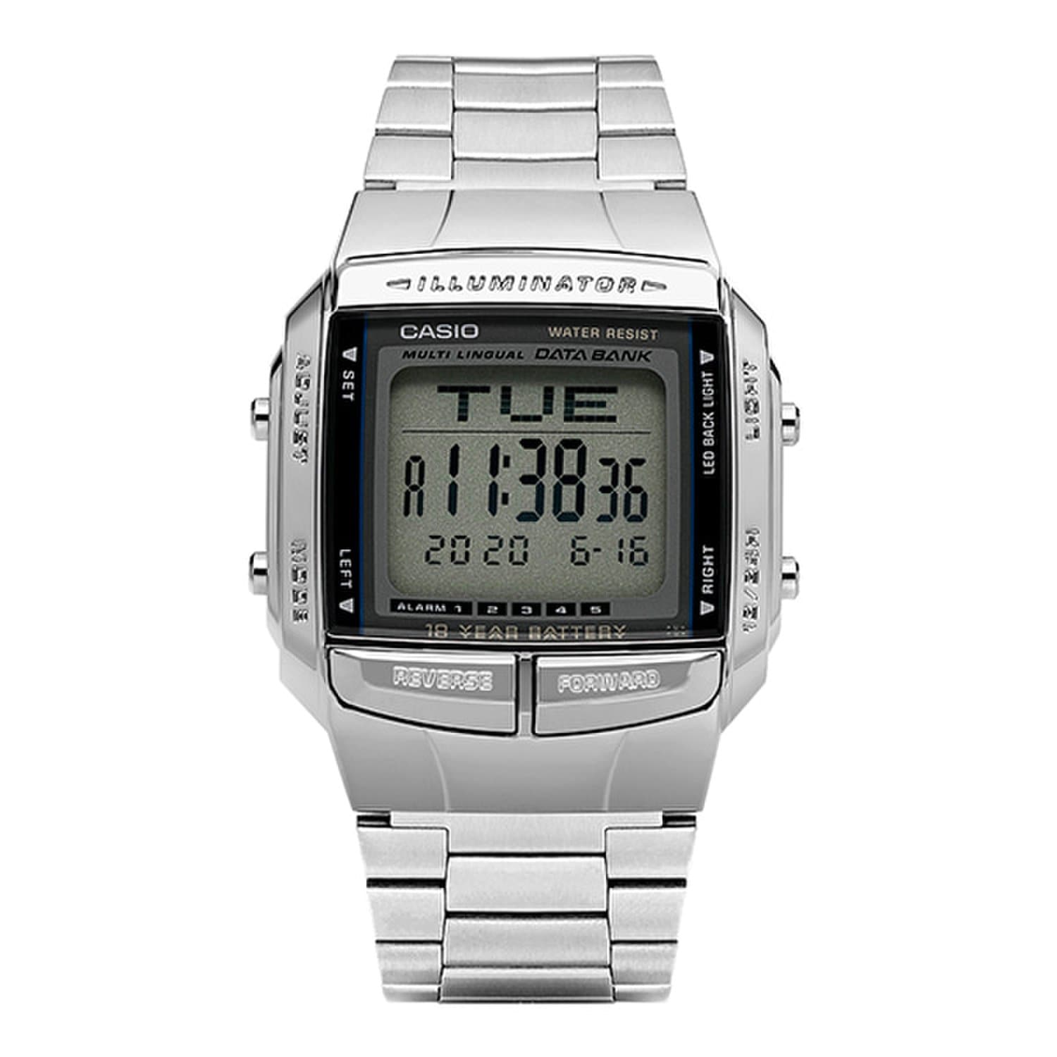[Casio] DB-360-1ASDF (DB-360-1A) Мужские металлические цифровые спортивные военные часы Databank Digital Square