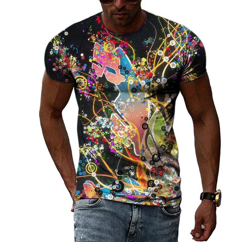 Sommer Mode Kreative Abstrakte Grafik T Shirts Für Männer Casual 3D Drucken Hip Hop Harajuku Persönlichkeit Rundhals Kurzarm