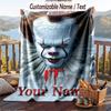 Custom Text Flannel Throw Blanket, Lightweight Cozy Bed Sofa BlanketIT Pennywise