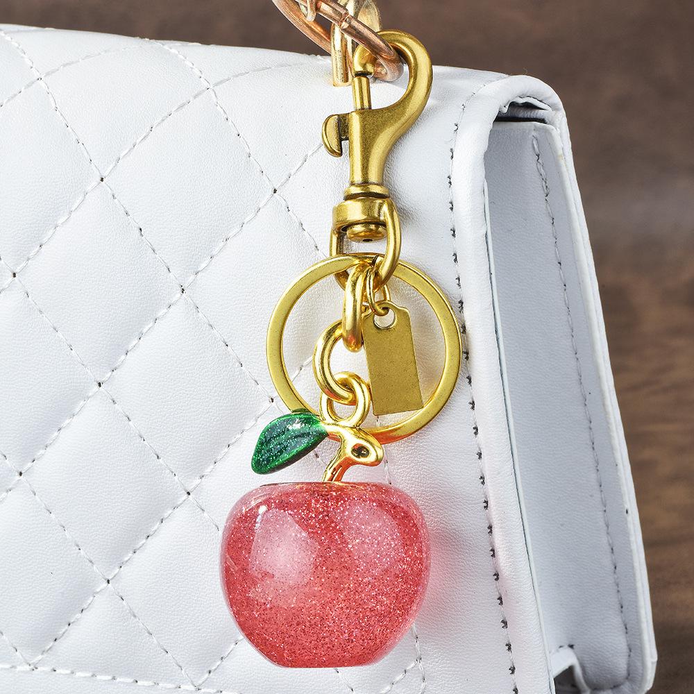 Exquisite Apple Keychain Pendant: Cute Bag Charm & Car Accessory