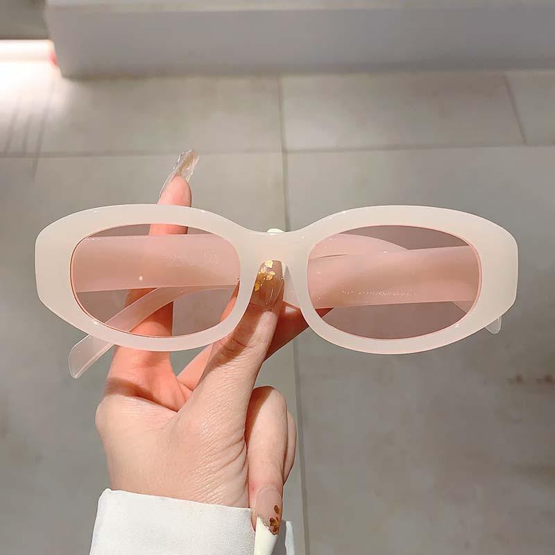 Luxury Brand Designer Oval Sunglasses Women For Men Vintage Fashion Sun Glasses Trend Punk Pink Candy Color Hip Hop Shades Uv400