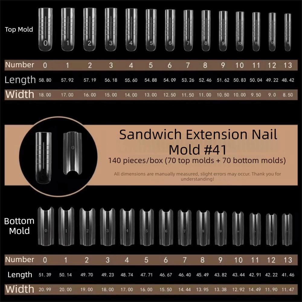 140/280pcs Square Oval Nail Extension Forms 14 Sizes Coffin Nail Molds  Manicure Tools