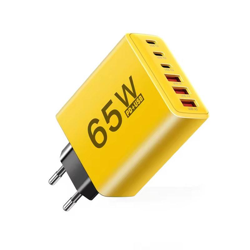 USB Typ Ladegerät 65W 6 Anschlüsse Schnellladung Wandladegerät Für iPhone Samsung Xiaomi Huawei USB Handy-Ladeadapter