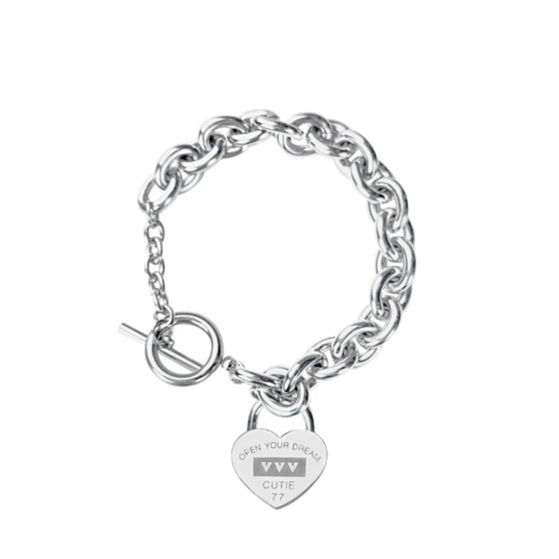 VVV Signature Logo Heart Chain Toggle Surgical Bracelet