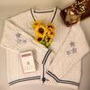 Star Patterned Women's V-neck Sweater Jacket Solid Color Long Sleeved Single Breasted Warm Jackets Autumn and Winter Woman Casual Cardigan
