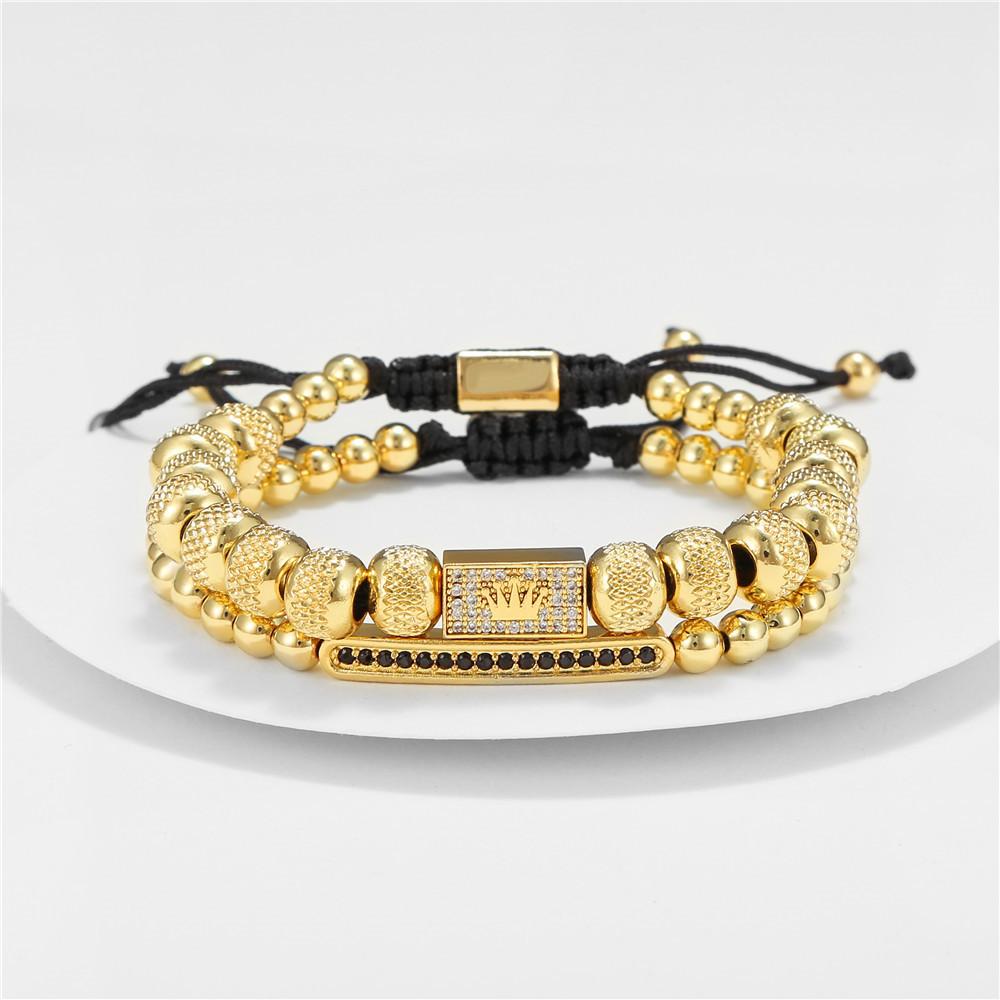 European and American retro jewelry woven bracelet Roman letter stainless steel bracelet set male, punk bracelet bracelet male