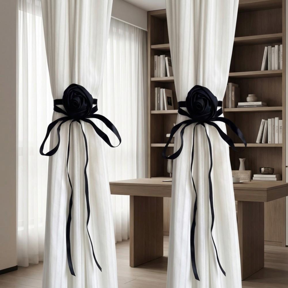 2PCS Elegant Rose Curtain Tieback Multi-function Curtain Straps Ribbon Curtain Buckle  Living Room