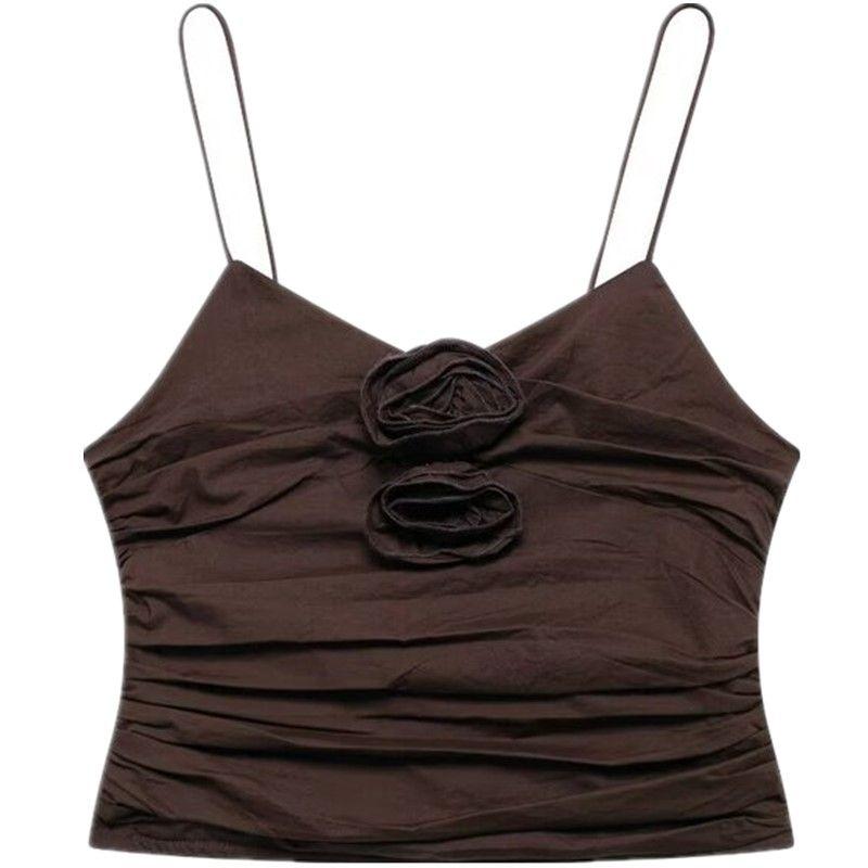 Fashion Style 2024 New Fall Women's Clothing Stylish Strap Convex Flower Decoration Peplum Top 0881075