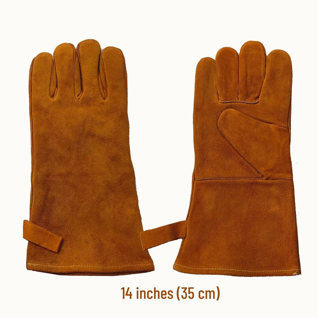 Cowhide Heat-Resistant Gloves - 500°F Welding, BBQ, Camping, Anti-Scald, Insulated Labor Protection