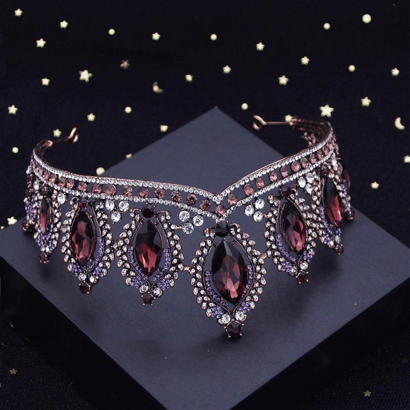 Baroque Vintage Crystal Tiaras Wedding Crown Bride Headdress Royal Queen Bridal Diadem Pageant Wedding Crown Hair Jewelry