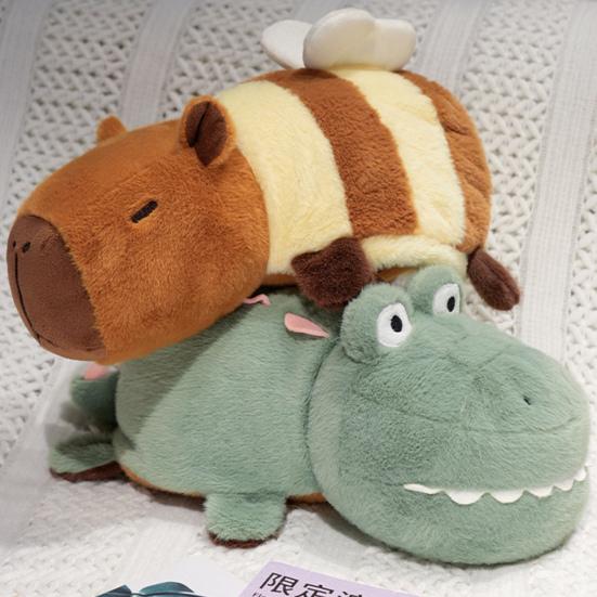 Capybara Stuffed Animal 2-in-1 Reversible Plush Toy Crocodile Capybara Pillow Soft Cotton Capybara Toys