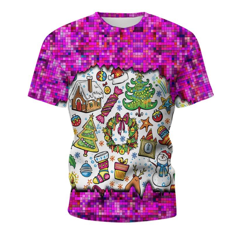 

Summer Casual Fashion Christmas Series Printed Comfortable Soft Breathable Loose Men s Women s Short Sleeved T-shirts 6XL