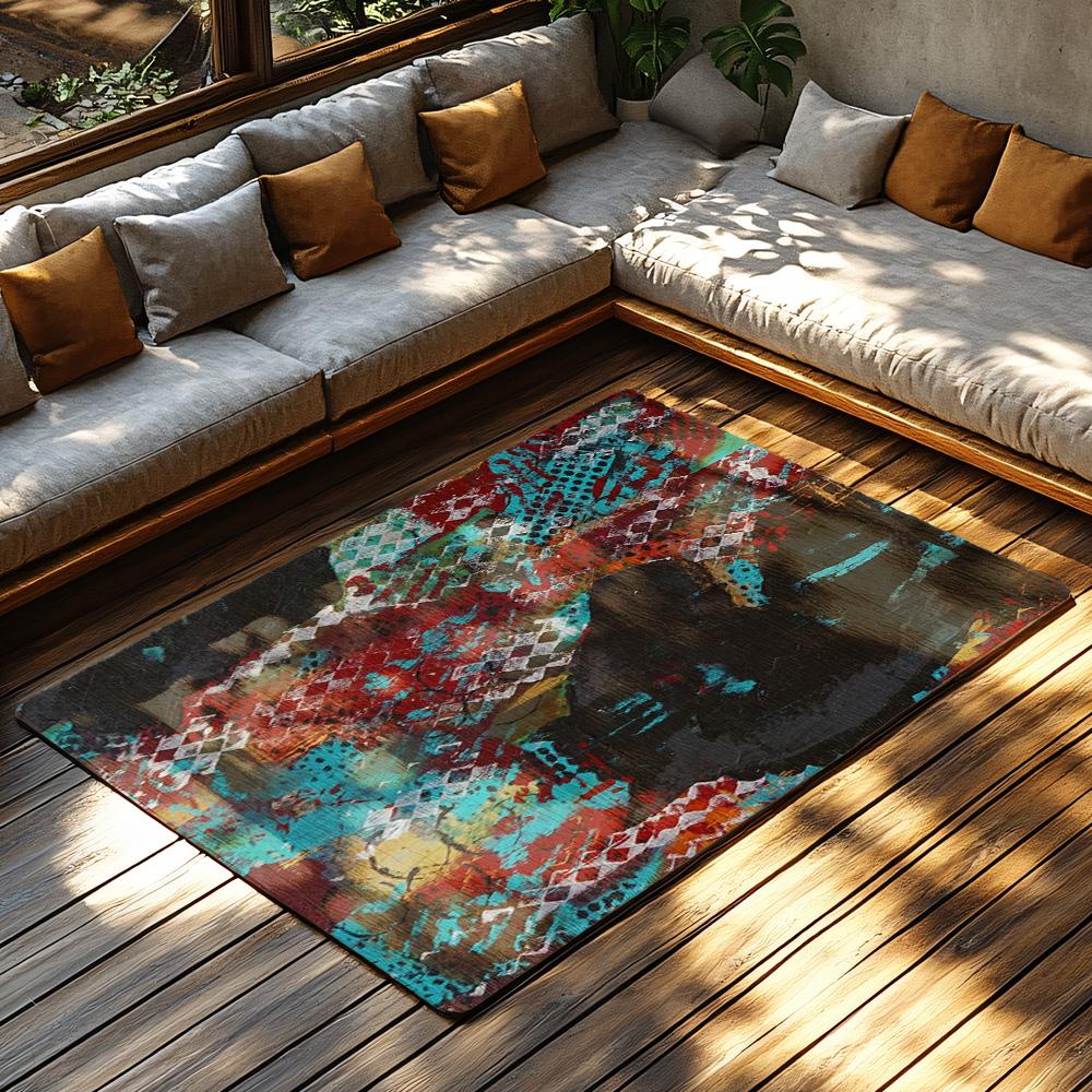 Abstract Area Rug Modern Non-Slip Floor Mat Living Room Bedroom Home Decor Artistic Carpet Washable Home Accent Rug Contemporary