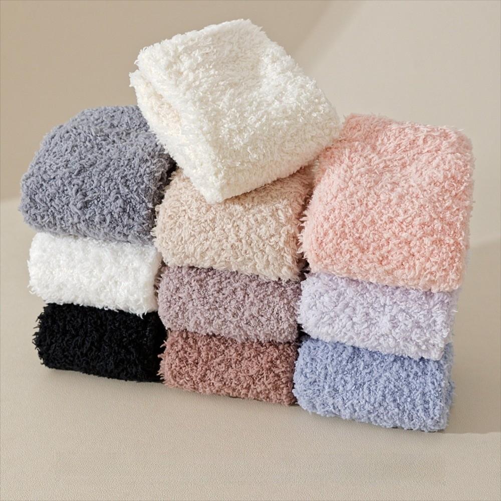 Silicone Grip Floor Socks Non-Slip Tube Socks Cozy Coral Fleece Socks  Autumn Winter Home Wear