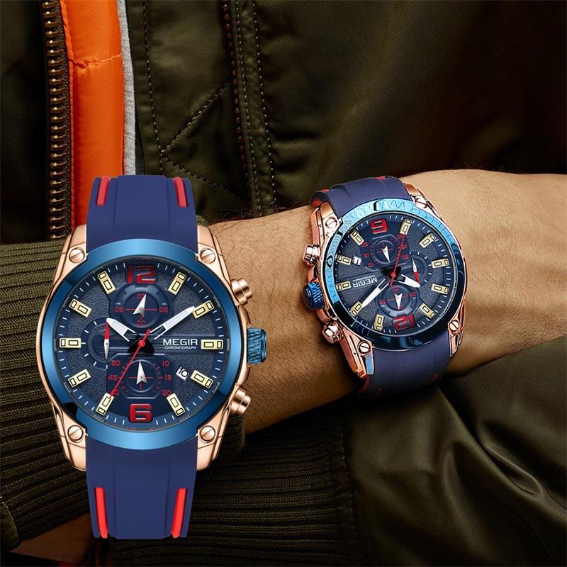 Men'S Watch, Trendy Brand Multifunctional Timing Waterproof Large Dial Quartz Sports Watch 2063