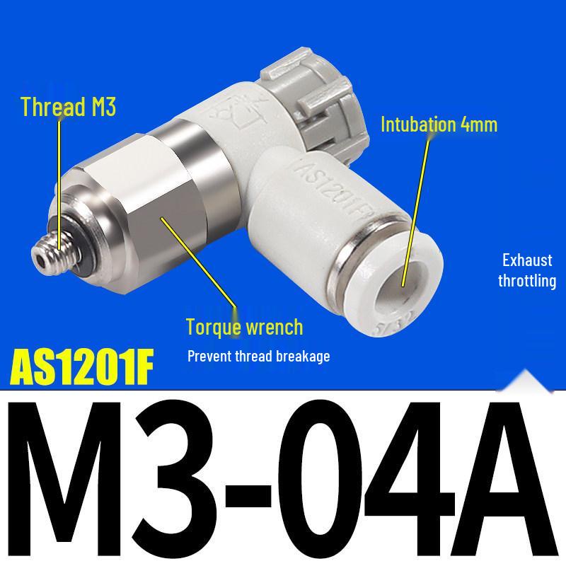 SMC AS1201F Pneumatic Speed Control Valve - Adjustable Throttle Push-Lock Fitting for Cylinder Control