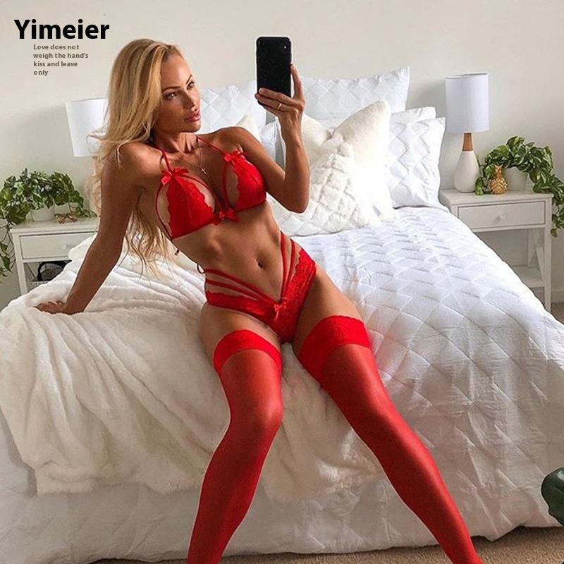 European and American Erotic Underwear Set Bow Lace Lace Sexy Women's Underwear Set