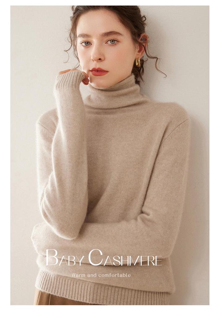 Cashmere Stack Collar Sweater: 2025 Autumn/Winter Women's Loose Slimming Korean Style Pullover Base Layer.