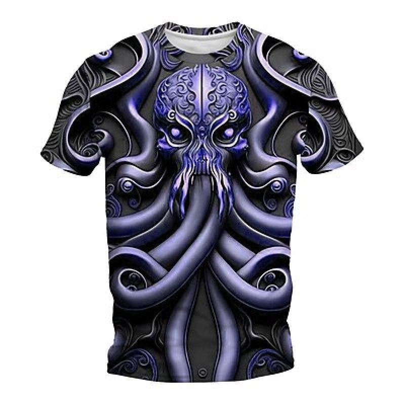 Fashion Horror Skull 3d Print Men's T-shirt Summer Classic Casual O Neck Short Sleeve Loose Oversized Tops Tee Shirt Men Clothes