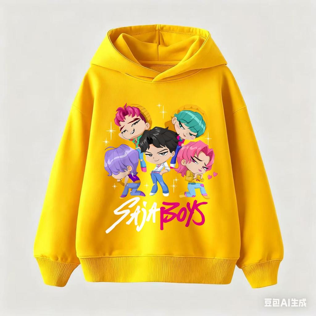KPop Demon Hunter Rumi Derpy Cartoon Girls Boy Hooded Sweatshirt Warm Children's Korean Wave Fashion Casual Tops Clothing