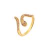 PONYKISS  Sterling Silver 18K Gold Zircon Twisted  Snake Rings for Women Cute Fine  Minimalist Opening Accessories