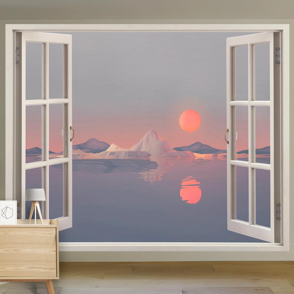 Scenic Landscape Hanging Cloth Natural Woods Beach Simulation Window Decoration Room Background Cloth Wall Painting Cloth
