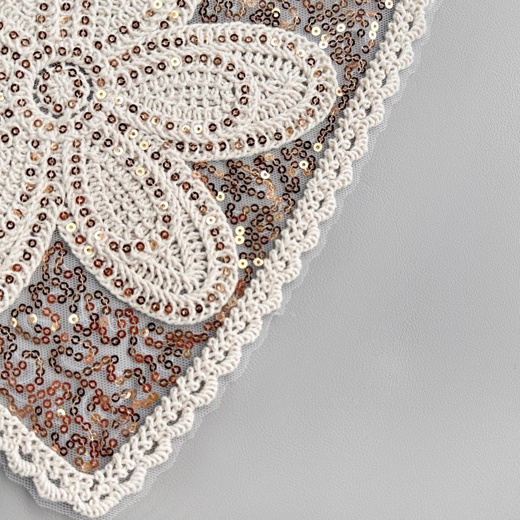 Champagne Apricot Heart Mesh Sequined Lace Lace Cloth Sticker Clothing Sweater Top Decorative Cloth Sticker Accessories