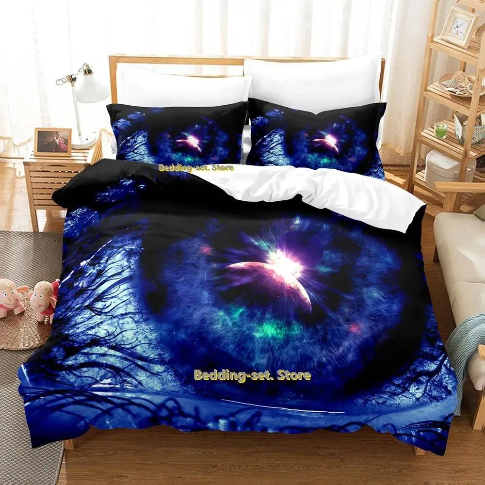 Worldeater Galaxy Eye Watercolor Artistic Eye Bedding Set Cartoon Anime Three-piece Set Adult Kid Bedroom Duvetcover Sets