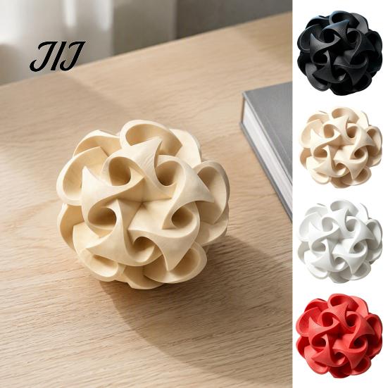 Versatile Office Desk Accessories 3D Printed Geometric Hollow Sphere Sculpture, Abstract Twisted Flower Fine Craftsmanship Decor Ball Ornament, Modern