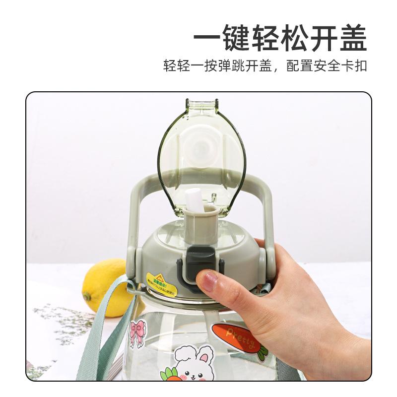 Water bottle summer high value student water cup large capacity sports kettle Internet celebrity straw big belly cup cartoon plastic cup