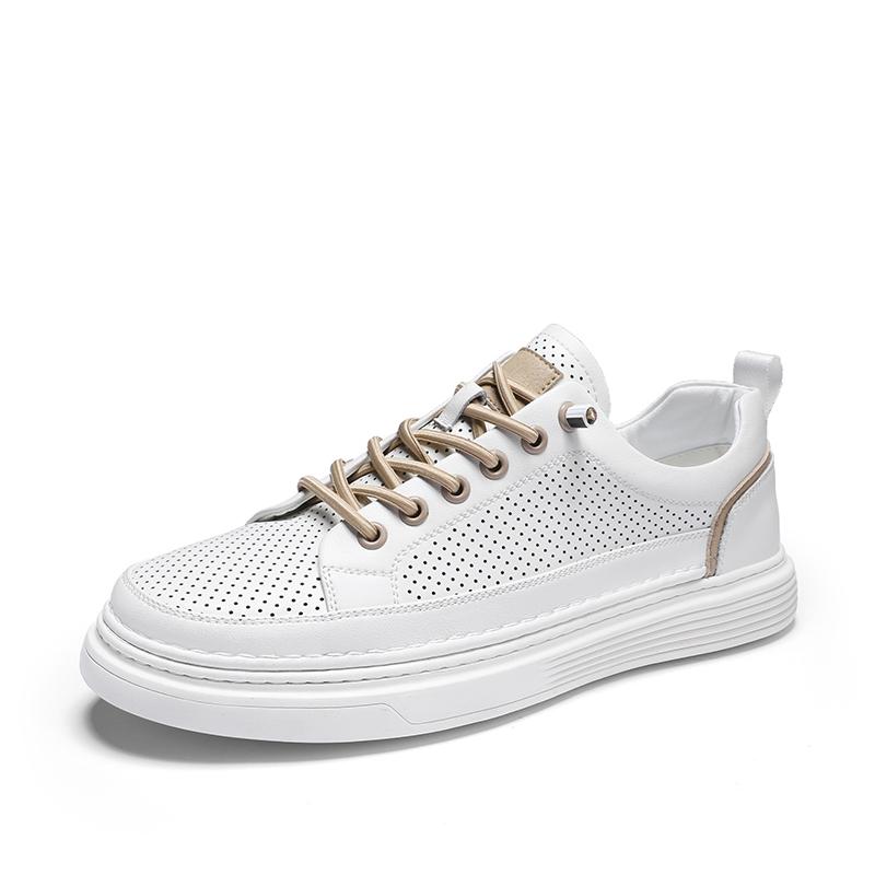 Fashion Men Fashion Designer Vulcanized Shoes 2024 Soft Sole Hollow Out Sports Shoes Genuine Leathe Trend Thick Sole Comfy Casual Shoes