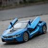 1/32 BMW I8 New Energy Car Alloy Sports Car Model Diecast Simulation Metal Racing Vehicles Car Model Sound Light Childrens Toys Gift