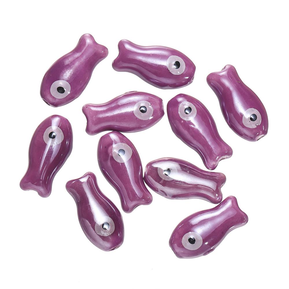 

10pcs/lot Retro Small Fish Beads Charms Ceramic Spacer Loose Beads For Jewelry Making Crafts Handmade DIY Bracelet Accessories 10pcs фіолетовий