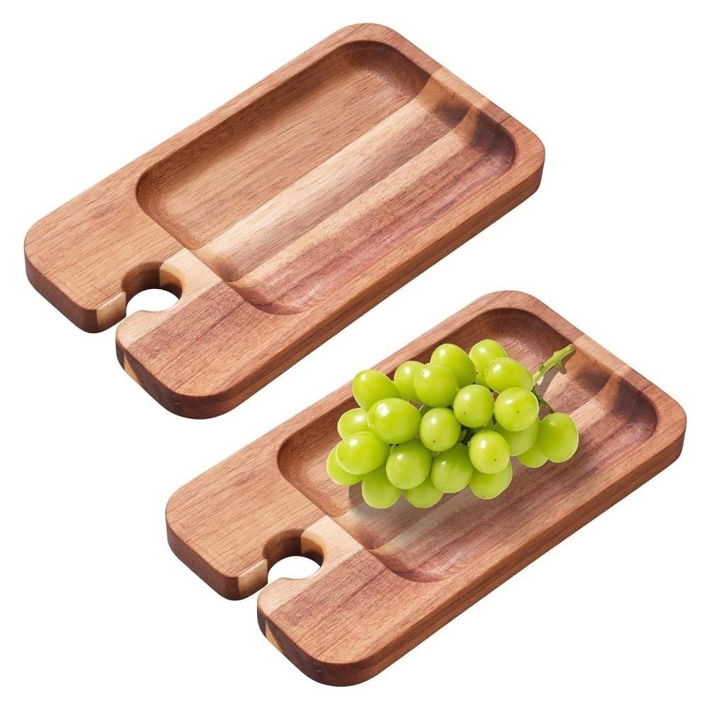 2pcs Wooden Appetizer Plates with Wine Glass Holder Holder Design Cheese Board  Social Gathering
