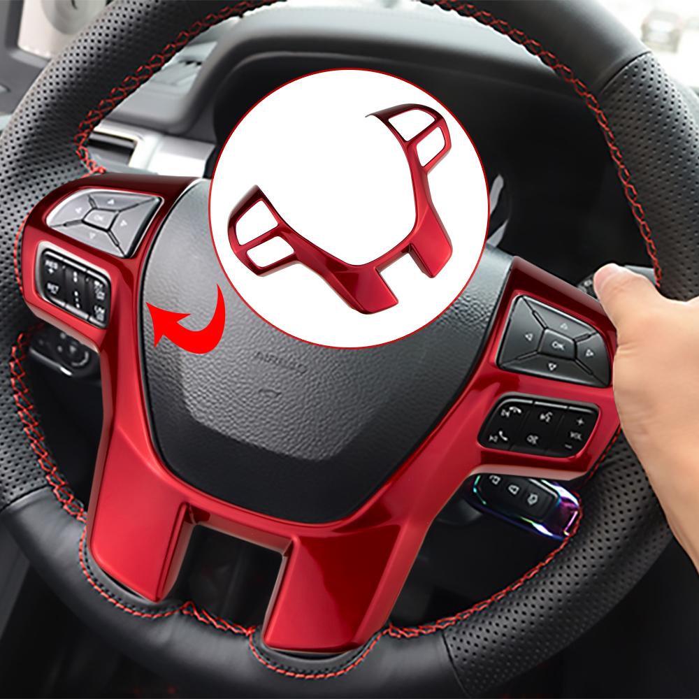 Car Steering Wheel Trim Cover Sticker for Ford Everest 2015-2021 Ranger 2015-2022 Steering Wheel Molding Car Styling Accessories