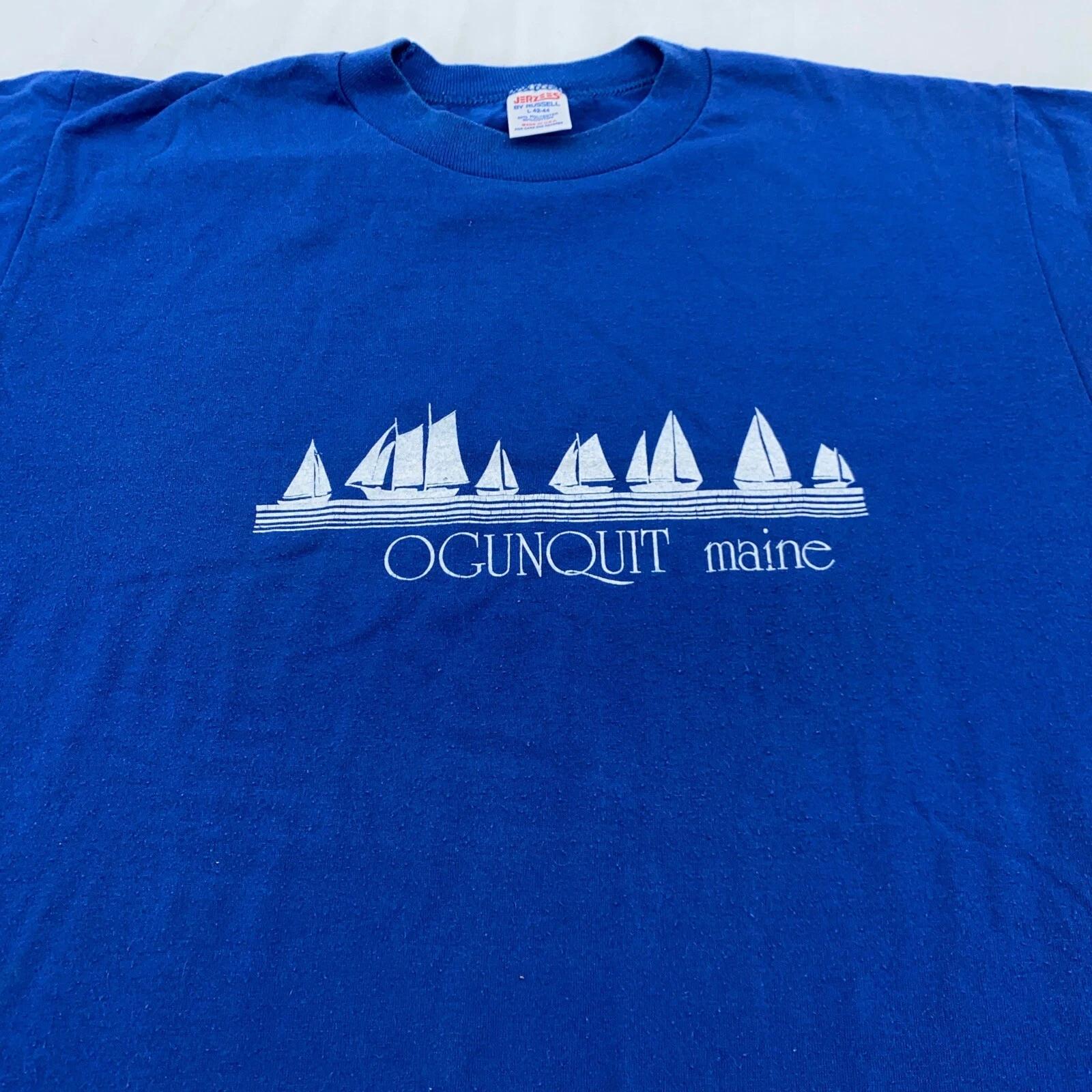 vintage 90s BOATING OGUNQUIT MAINE T-Shirt M/L harbor sail sailboat L