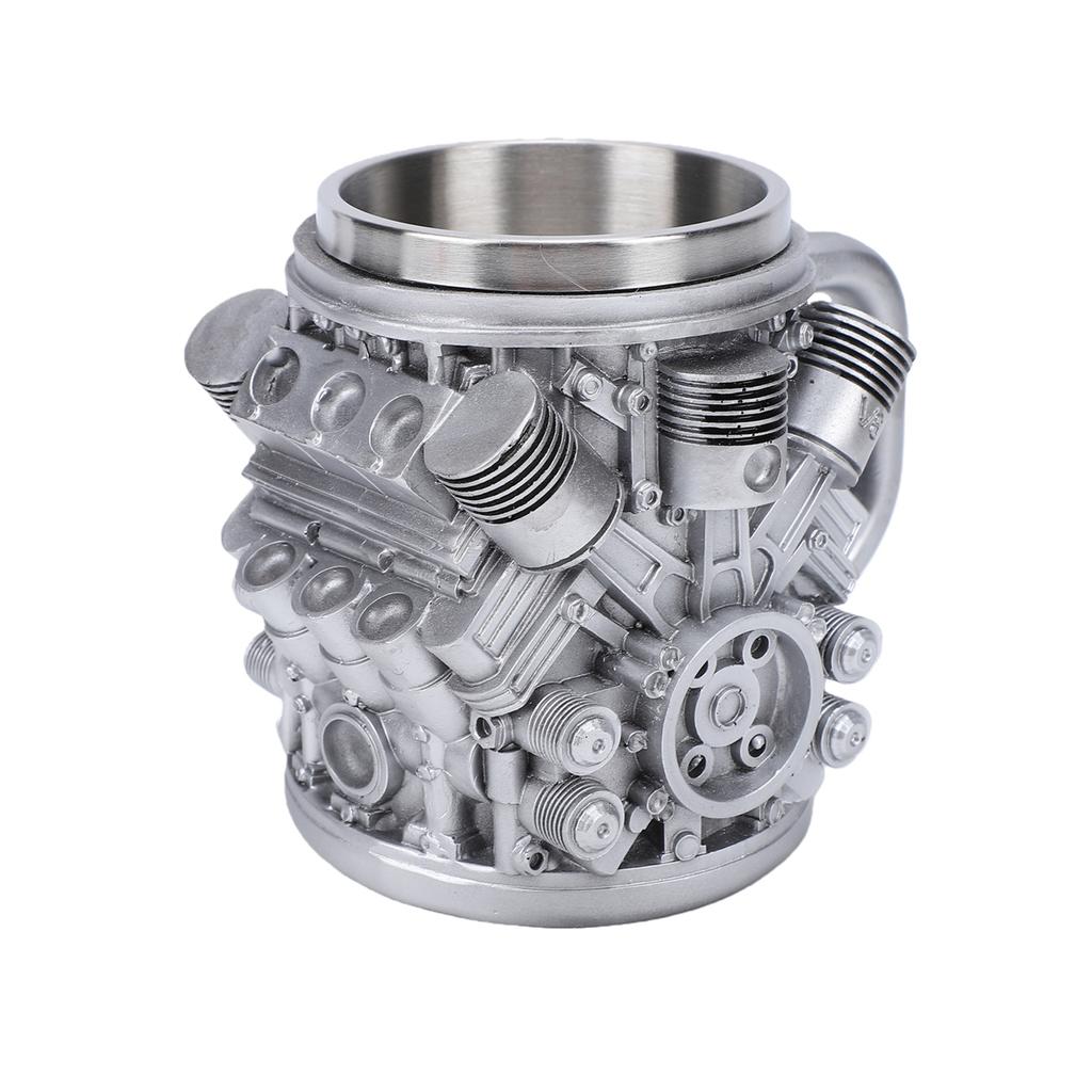 Coffee Mug Reusable Resin Stainless Steel Engine Coffee Cup with Ergonomic Handle for Present